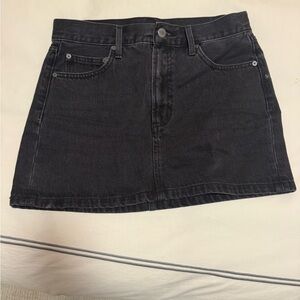 Classic Black Denim Skirt